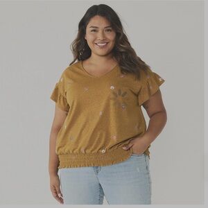 Yellow Floral Flattering Ruffled Sleeve Blouse